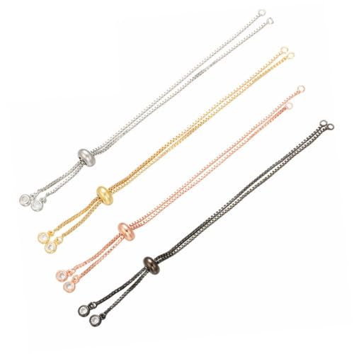 WEKAMOS 4 Stück Teiliges Verstellbares Armband Messing Halbgefertigte DIY Schmuckzubehör mit Slider stopp für Individuelle Handgelenksgröße Langlebig Modisch in Gold Weißgold Roségold und WEKAMOS 4 Stück Teiliges Verstellbares Armband Messing Halbgefertigte DIY Schmuckzubehör mit Slider stopp für Individuelle Handgelenksgröße Langlebig Modisch in Gold Weißgold Roségold und von WEKAMOS