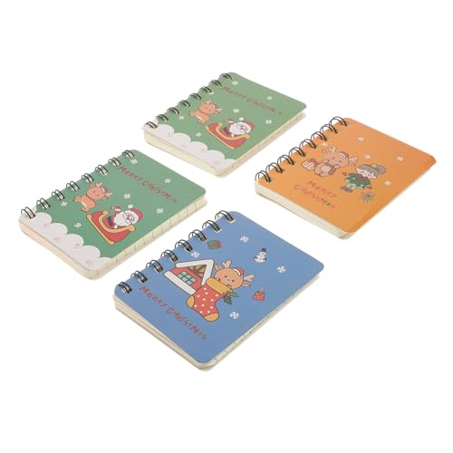 WEKAMOS 4 Stück Teiliges Weihnachts Spiralnotizbuch Buntes Liniertes Studentenschreibwaren mit Weihnachtlichen Motiven Tagebuch und Memo Notizblock für Schule Büro und von WEKAMOS