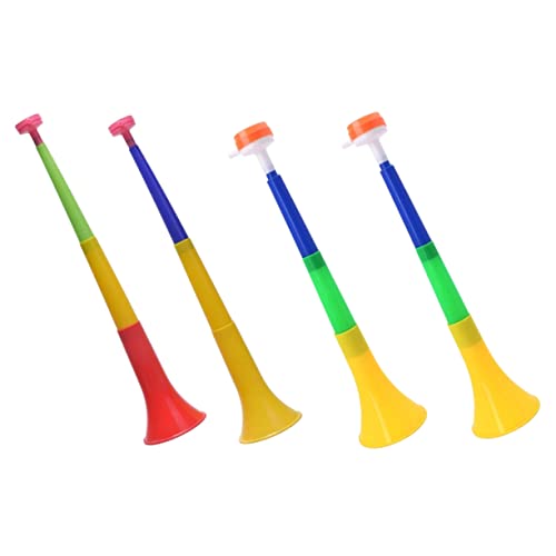 WEKAMOS 4 Stück WM-Horn Stadion jubeln Horn Fußballtrompete Sport Hörner kindertrompeten outdoorspielzeug Fan-Horn Kunststoff-Lüfterhupe farbiges Hornspielzeug Plastik von WEKAMOS