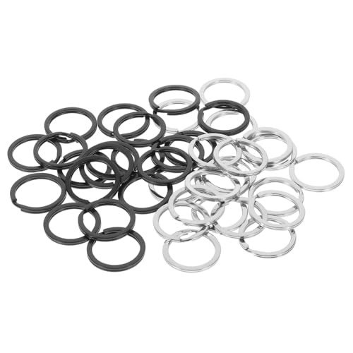 WEKAMOS 40 Stück Teiliges Metall Schlüsselringe Flachspaltringe Robust Langlebig für Schlüsselanhänger Karabiner schlüsselbund Zubehör in Dunkel Schwarz und Glänzend Silber für DIY und WEKAMOS 40 Stück Teiliges Metall Schlüsselringe Flachspaltringe Robust Langlebig für Schlüsselanhänger Karabiner schlüsselbund Zubehör in Dunkel Schwarz und Glänzend Silber für DIY und von WEKAMOS