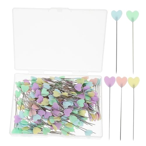 WEKAMOS 400 Stück Quiltnadelhalter Schmuck Schneidernadeln Flachkopfnadeln Flachkopf Stecknadeln Gerade Stecknadeln Herz Gerade Quiltnadeln Quilt Markierungsnadeln von WEKAMOS