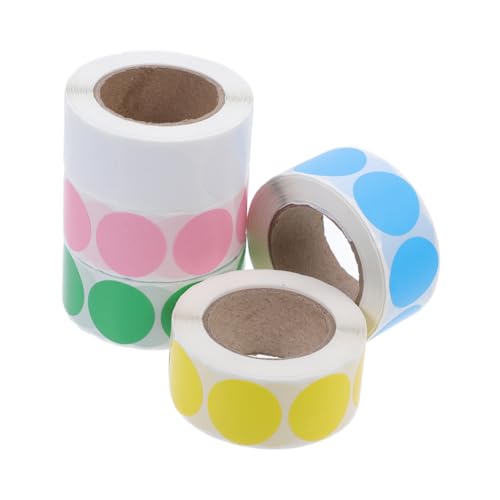 WEKAMOS 5 Rollen Selbstklebend Wasser Ölbeständig Vielseitige Beschreibbare Aufkleber für Büro Lager Vorratsdosen Farbige Markierungspunkte Ø Je von WEKAMOS