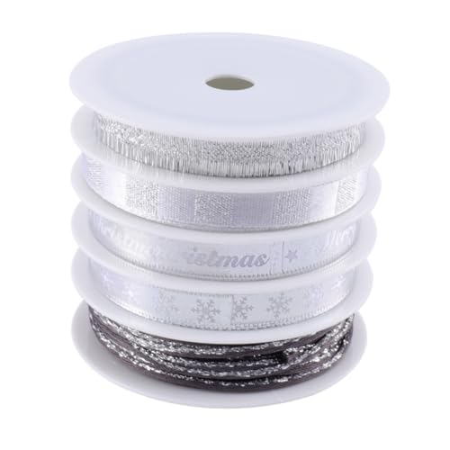 WEKAMOS 5 Rollen Weihnachtsband Silber Lange Weihnachtsdeko Geschenkband für DIY Basteln Ornaments Ribbon Festliche Geschenkverpackung und Partydeko WEKAMOS 5 Rollen Weihnachtsband Silber Lange Weihnachtsdeko Geschenkband für DIY Basteln Ornaments Ribbon Festliche Geschenkverpackung und Partydeko von WEKAMOS