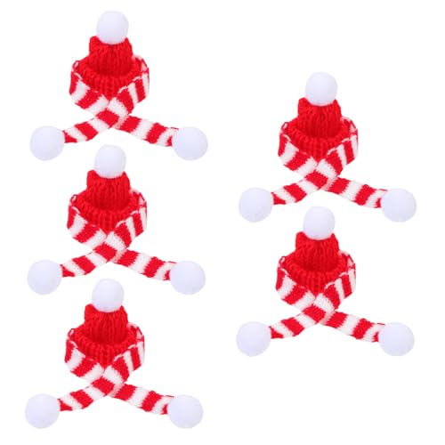 WEKAMOS 5 Sätze Weihnachts Mini Mützen und Schals aus Wollgarn Flexible Flaschen Hauben und Dekoration für Weinflaschen Festliche Tischdeko Rot Weiß für Weihnachtsfeiern und Heimdekoration WEKAMOS 5 Sätze Weihnachts Mini Mützen und Schals aus Wollgarn Flexible Flaschen Hauben und Dekoration für Weinflaschen Festliche Tischdeko Rot Weiß für Weihnachtsfeiern und Heimdekoration von WEKAMOS
