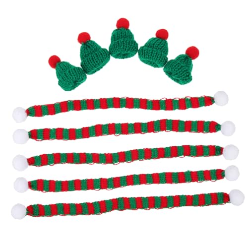 WEKAMOS 5 Sätze Weihnachtsflaschen Mützen und Strickschals aus Mini Flaschendekorationen für Weinflaschen Leichte Kompakte Xmas Deko für Festliche Partygestaltung WEKAMOS 5 Sätze Weihnachtsflaschen Mützen und Strickschals aus Mini Flaschendekorationen für Weinflaschen Leichte Kompakte Xmas Deko für Festliche Partygestaltung von WEKAMOS