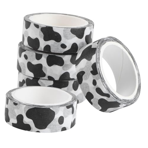 WEKAMOS 5 Stück DIY Scrapbooking Klebebänder Dekorative Plastertapes mit Kuhmuster für Handarbeiten und Home Decor von WEKAMOS