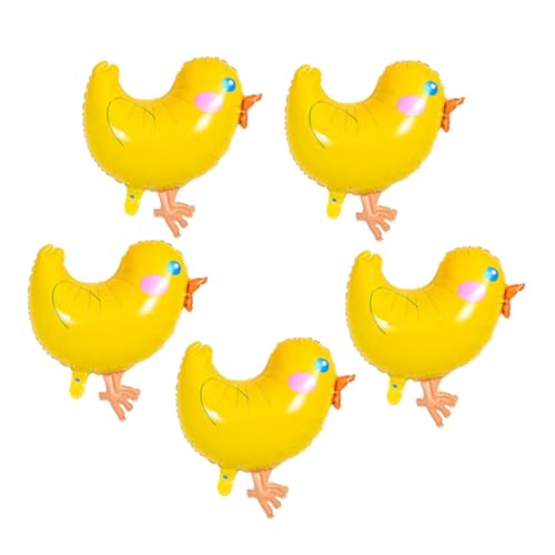 WEKAMOS 5 Stück Großer Gelber Hühnerballon Luftballons Mit Nutztieren Partydekorationen Folienballon Dekorationen Mit Nutztieren Frühlingsdeko Partyzubehör Aluminiumfolie Yellow von WEKAMOS
