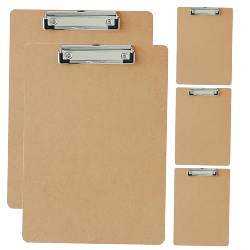 WEKAMOS 5 Stück Holz Clipboard Klemmbrett für Büro Portable Schreibunterlage für Dokumente Notizen und Menüs Leicht Robust und Benutzerfreundlich von WEKAMOS