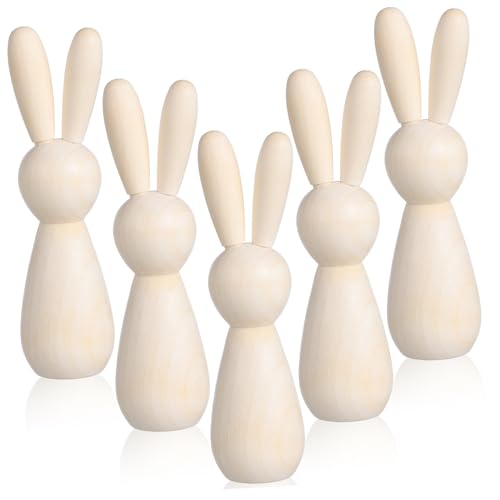 WEKAMOS 5 Stück Holz Hasen Figuren Unfertige Holz Deko für DIY Bastelprojekte für Kreative Handarbeiten und Tischdekoration für Partys und Familienaktivitäten WEKAMOS 5 Stück Holz Hasen Figuren Unfertige Holz Deko für DIY Bastelprojekte für Kreative Handarbeiten und Tischdekoration für Partys und Familienaktivitäten von WEKAMOS