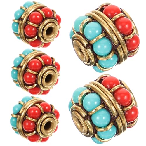 WEKAMOS 5 Stück Kupfer Abstandsperlen Ethnischer Stil DIY Schmuckherstellung Perlen für Armbänder und Halsketten zum Auffädeln und Basteln von WEKAMOS