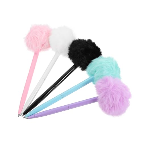 WEKAMOS 5 Stück Plüschkugelschreiber mit Flauschigem Pompon Schwarze und Bunte Kugelschreiber aus PP und Plüsch Glattes Schreiben für Schule Büro und Alltag Niedliche Schreibstifte für WEKAMOS 5 Stück Plüschkugelschreiber mit Flauschigem Pompon Schwarze und Bunte Kugelschreiber aus PP und Plüsch Glattes Schreiben für Schule Büro und Alltag Niedliche Schreibstifte für von WEKAMOS