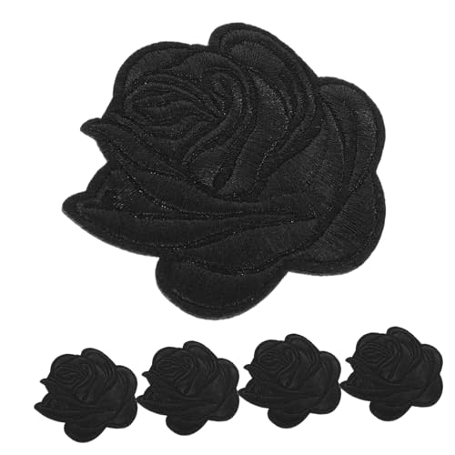 WEKAMOS 5 Stück Schwarze Aufnäher zum Aufbügeln Gestickte Blumenapplikationen für Kleidung Jacken Jeans Pullover Hüte Schuhe und Taschen Einfache Anwendung zur Stoffreparatur und WEKAMOS 5 Stück Schwarze Aufnäher zum Aufbügeln Gestickte Blumenapplikationen für Kleidung Jacken Jeans Pullover Hüte Schuhe und Taschen Einfache Anwendung zur Stoffreparatur und von WEKAMOS
