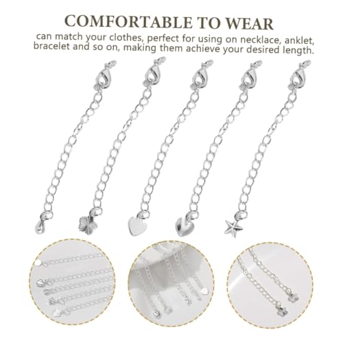 WEKAMOS 5 Stück Teiliges Armband Verlängerungsketten Silberfarbene mit Karabinerverschluss DIY Schmuck Zubehör für Halsketten und Armbänder Einfache Montage und Langlebig WEKAMOS 5 Stück Teiliges Armband Verlängerungsketten Silberfarbene mit Karabinerverschluss DIY Schmuck Zubehör für Halsketten und Armbänder Einfache Montage und Langlebig von WEKAMOS