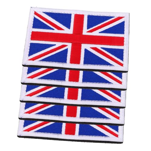 WEKAMOS 5 Stück Teiliges Bestickte Uk Flaggen Aufnäher mit Haken Schlaufenverschluss Robuste Stoffapplikationen zum Aufnähen Rucksäcke Hüte Kleidung für DIY Bastelprojekte und Individuelle von WEKAMOS