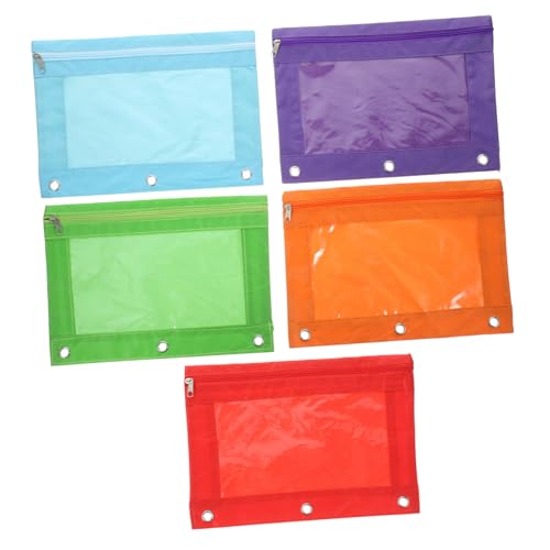 WEKAMOS 5 Stück Teiliges Binder Taschen aus Oxford mit Reißverschluss Große Dokumenten und Stiftaufbewahrung Farbige Abheftbare Ordnerhüllen für Büro und Schule Format Robust und von WEKAMOS