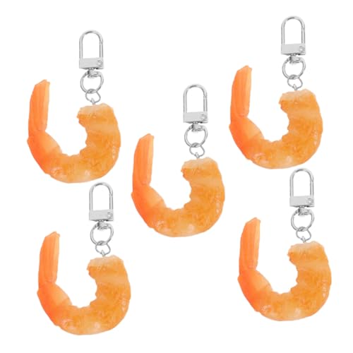 WEKAMOS 5 Stück Teiliges Imitation Garnelen Anhänger PVC Schlüsselring Lustiges Partygeschenk Taschenanhänger Charm für Handtasche Geldbörse Auto von WEKAMOS