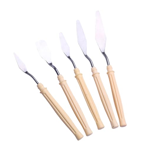 WEKAMOS 5 Stück Teiliges Malmesser aus Langlebig Rostfrei Pigmentspatel Farbspachtel Farbmischwerkzeug Künstlerbedarf für Ölfarben Zuhause und Atelier von WEKAMOS