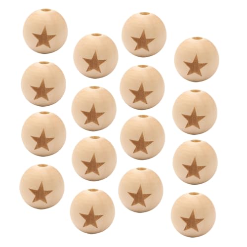 WEKAMOS 50 Stück Holzperlen DIY Bastelperlen mit Natürliche Schmuckzubehör für Armband Halskette Ohrring Langlebige Geschnitzte Holzperlen für Kinderhandwerk und Makramee Projekte von WEKAMOS
