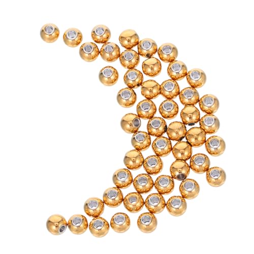 WEKAMOS 50 Stück Spacer Perlen Rund Glatt Langlebig Schmuckherstellung Diy Armband Halskette Loch Zubehör WEKAMOS 50 Stück Spacer Perlen Rund Glatt Langlebig Schmuckherstellung Diy Armband Halskette Loch Zubehör von WEKAMOS