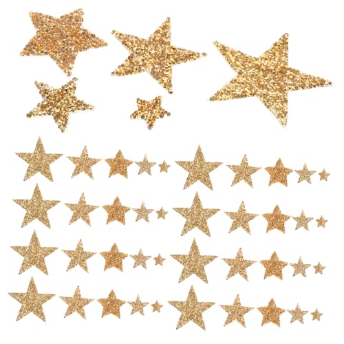 WEKAMOS 50 Stück Teiliges Glitzer Bügelbilder Stern Aufnäher Selbstklebend Aufbügeln Dekorative Strass Applikationen für Kleidung Schuhe Taschen DIY Kleidung Verzieren von WEKAMOS