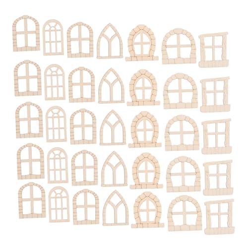 WEKAMOS 50 Stück Unbemalte Feentüren: Miniaturtüren Aus Holz, Fenster, Unvollendet, Diy-bastelarbeiten, Puppenhaus, Feengarten-dekoration, Zubehör von WEKAMOS
