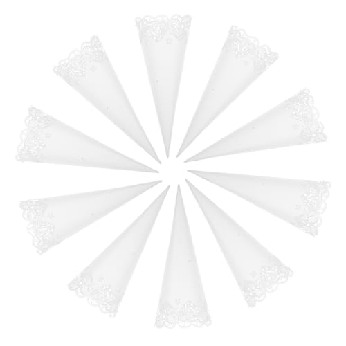 WEKAMOS 50 Stück Weiße Herzform Hollow Papier Blütenblätter Cone Tragbare Konfetti Halter für Hochzeitsfeiern Geburtstags und Jubiläumsdekorationen von WEKAMOS
