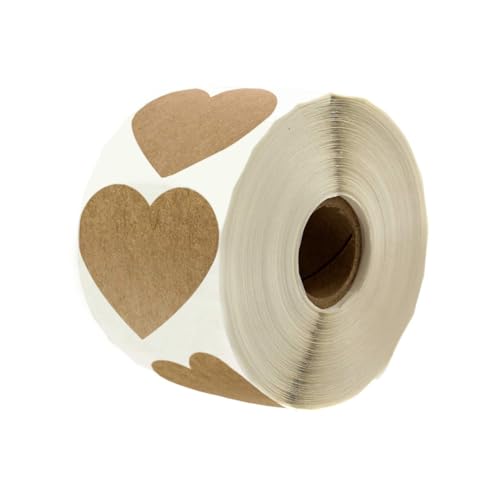 WEKAMOS 500 Stück Herzförmige Geschenkaufkleber Selbstklebend Kraftpapier Blanko Party Sticker Für Festliche Dekoration Und Bastelarbeiten von WEKAMOS