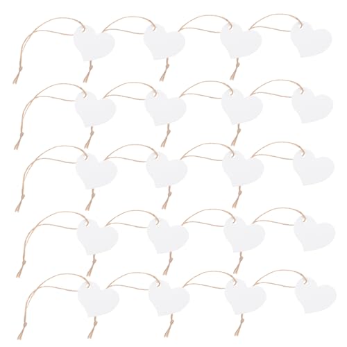 WEKAMOS 500 Stück Herzförmige Papieranhänger mit Schnur Blanko Preisetiketten aus Kraftpapier Schreibbare Geschenkanhänger für Hochzeit Party DIY Basteln von WEKAMOS