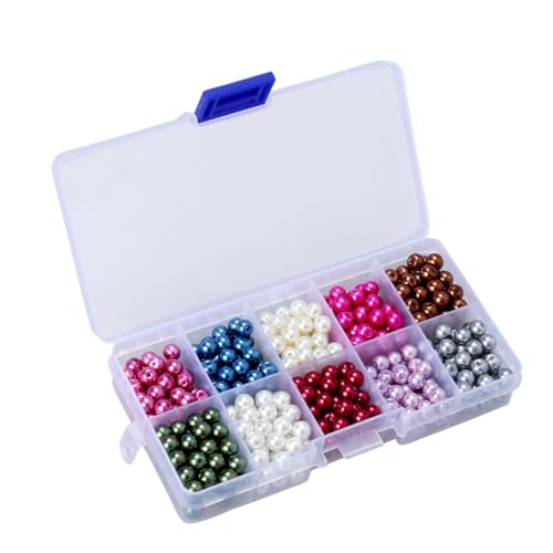 WEKAMOS 500 Stück Runde Glasperlen Mix Bunte Imitationsperlen für Schmuckherstellung DIY Bastelperlen für Armbänder Halsketten Ohrringe Craft von WEKAMOS