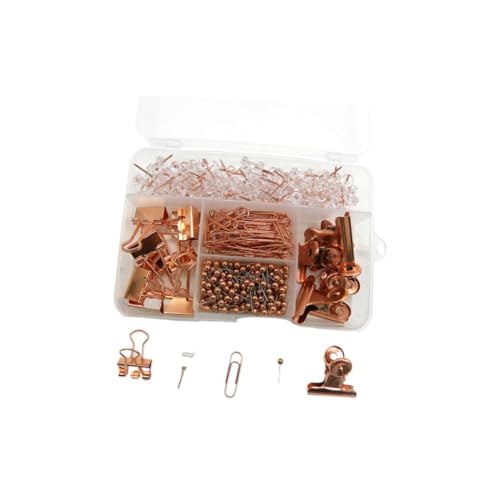 WEKAMOS 500 Stück Teiliges Roségold Büroklammer Set aus Edelstahl mit Push Pins und Binder Clips Dekoratives Schreibwaren Set für Büro Schule Kunstprojekte und Heimgebrauch Langlebig und WEKAMOS 500 Stück Teiliges Roségold Büroklammer Set aus Edelstahl mit Push Pins und Binder Clips Dekoratives Schreibwaren Set für Büro Schule Kunstprojekte und Heimgebrauch Langlebig und von WEKAMOS