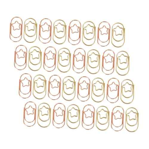 WEKAMOS 50Stücke Stylische Büroklammern im Fünfzackigen Stern Design Rutschfestes Metall und Roségold für Bürobedarf und Dokumentenorganisation von WEKAMOS