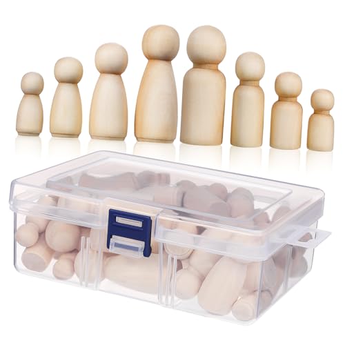 WEKAMOS 50Stücke Unfertige Holzpuppen zum Bemalen DIY Puppen Set für Holzfiguren für Basteln für Interaktive Spiele und Dekorationen von WEKAMOS