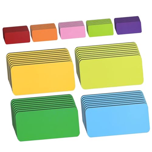WEKAMOS 54 Stück Beschreibbare Magnetische Namensschilder für Schule und Büro Vielseitige Magnetetiketten für Kühlschrank Whiteboard und Klassifikation Wiederverwendbar und Praktisch von WEKAMOS