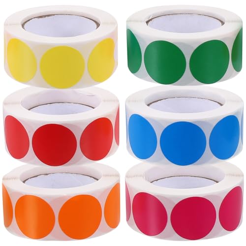 WEKAMOS 6 Rollen Bunte Punktaufkleber Selbstklebende Runde Etiketten für Farbcodierung und Klassifizierung pro Rolle für Büro DIY und Organisation WEKAMOS 6 Rollen Bunte Punktaufkleber Selbstklebende Runde Etiketten für Farbcodierung und Klassifizierung pro Rolle für Büro DIY und Organisation von WEKAMOS