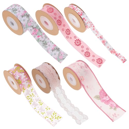 WEKAMOS 6 Rollen Doppelseitiges Polyester Geschenkband zum Schneiden Strapazierfähiges Dekoband für Kleidung Festival Dekoration DIY Bastelband für Blumen Schleifen Geschenkverpackung von WEKAMOS