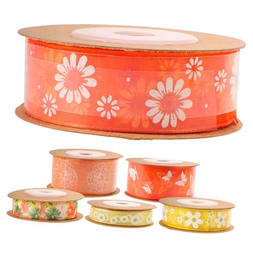 WEKAMOS 6 Rollen Doppelseitiges Polyester Schleifenband im Blumenmuster À DIY Bastelbedarf für Kreative und Festliche Dekorationen Waschbar und Zuschneidbar WEKAMOS 6 Rollen Doppelseitiges Polyester Schleifenband im Blumenmuster À DIY Bastelbedarf für Kreative und Festliche Dekorationen Waschbar und Zuschneidbar von WEKAMOS