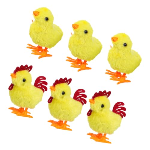 WEKAMOS 6 Stück Auf Dem Uhrwerk Küken Aufziehspielzeuge Gastgeschenke Für Ostern Interaktives Plüschtier Aufziehbare Tierspielzeuge Realistisches Huhn Partygeschenke Plastik Yellow von WEKAMOS