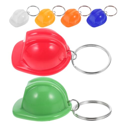 WEKAMOS 6 Stück Bauhut Schlüsselanhänger Mini Bauhut Mini Helm Schlüsselanhänger Miniatur Bauhüte Bau Party Gastgeschenke Mini Bau Ornamente Schutzhelm Kunststoff von WEKAMOS