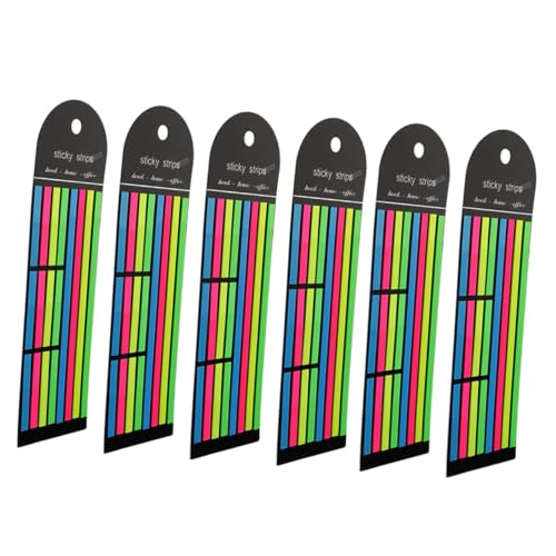 WEKAMOS 6 Stück Bunte Haftstreifen Set Teilig Lange und Kurze Selbstklebende Index Tabs für Notizen Lesehilfen und Buchmarkierungen Wiederverwendbar Haftstark für Schule und Büro von WEKAMOS