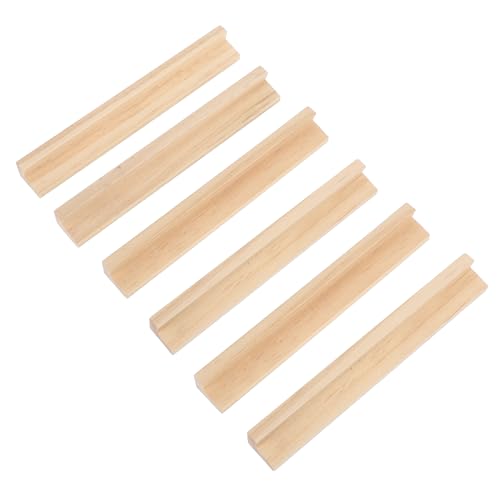 WEKAMOS 6 Stück Englische Alphabetbasis Holzbasis Domino-Ständer Multifunktions-Domino-Tabletts Halter für Dominosteine Domino-Fliesentablett aus Holz Domino-Versorgung Kiefernholz Beige von WEKAMOS