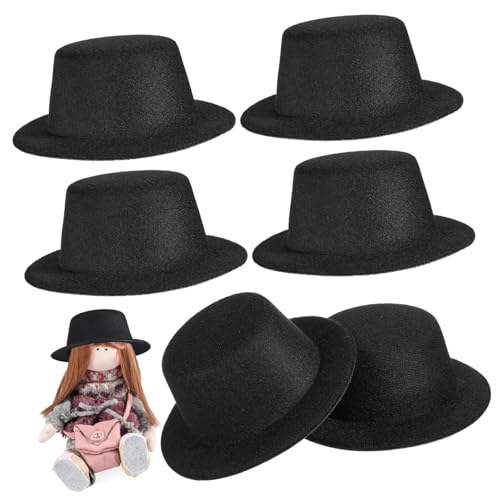 WEKAMOS 6 Stück Kleine Handgefertigte Puppenhüte Schwarz Stoff Hut Dekoration für Puppenkleidung Eleganter Flacher für DIY Puppen Bären und Bastelprojekte WEKAMOS 6 Stück Kleine Handgefertigte Puppenhüte Schwarz Stoff Hut Dekoration für Puppenkleidung Eleganter Flacher für DIY Puppen Bären und Bastelprojekte von WEKAMOS