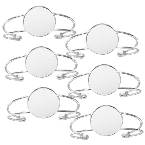 WEKAMOS 6 Stück Runde Armreif Basis aus Kupfer Verstellbare Y Form Silberfarbene DIY Schmuckarmbänder für Charms und Glasanhänger Langlebig und Rostfrei WEKAMOS 6 Stück Runde Armreif Basis aus Kupfer Verstellbare Y Form Silberfarbene DIY Schmuckarmbänder für Charms und Glasanhänger Langlebig und Rostfrei von WEKAMOS