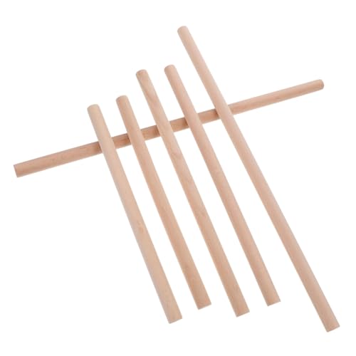 WEKAMOS 6 Stück Runder Stab Wickelwebwerkzeug Aus Holz Dekorative Zweigstäbe Bastelstäbchen Aus Naturholz Gobelin-aufhängestange Stöcke Zum Basteln Holzblockblockstäbchen Beige Buche von WEKAMOS