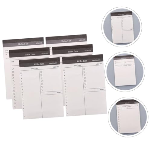 WEKAMOS 6 Stück Teiliges Abnehmbares Planungstagebuch mit Todo Message Daily Schedule für Büro und Schreibtisch Kompakter Kalender Notizblock für Tägliche Organisation und Planung von WEKAMOS
