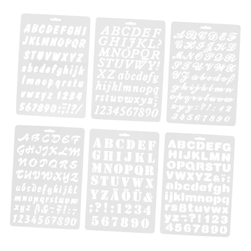 WEKAMOS 6 Stück Teiliges Buchstaben Schablonen für Scrapbooking und Malerei Wiederverwendbare Kleine Alphabet und Zahlen Schablonen Kreative Stencils für DIY Kunsthandwerk Sicher und von WEKAMOS