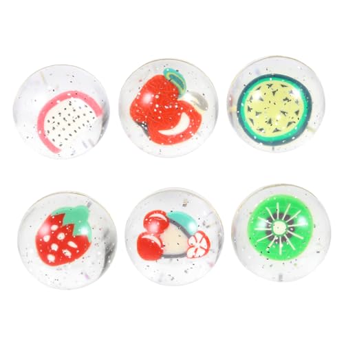 WEKAMOS 6 Stück Teiliges Bunte Frucht motiv Hüpfbälle Sicher Ungiftig Elastisch Springende Gummibälle für Kinderparty Handliche Fördert Koordination und Spielspaß von WEKAMOS