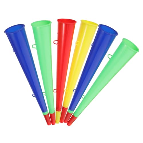 WEKAMOS 6 Stück Teiliges Bunte Plastik Tröten für Sportfans Laute Fanfare Spielhörner Geeignet für Stadion Party Festival und Familien Sichere Kunststoffmaterialien Zufällige Farbe von WEKAMOS