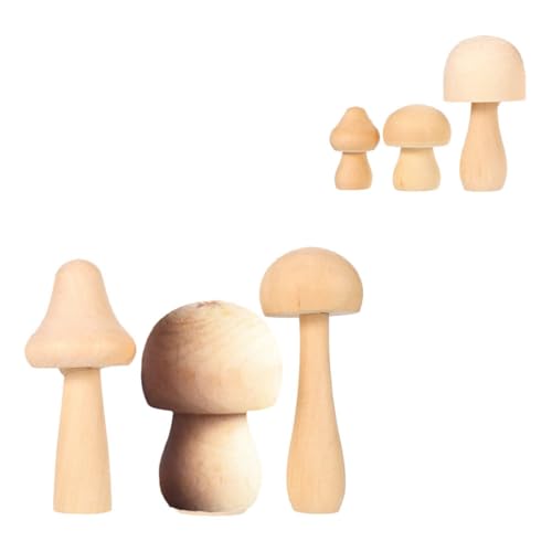 WEKAMOS 6 Stück Teiliges DIY Holzpilz Malspielzeug für Ungemalte Kreative Malmodelle für Bastelprojekte Sichere und Langlebige Holzfiguren zur Heimdekoration von WEKAMOS