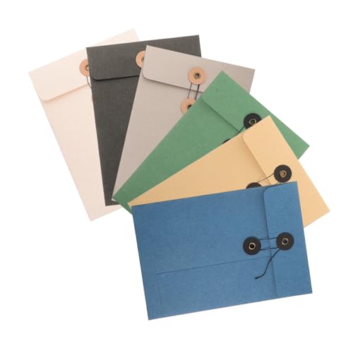 WEKAMOS 6 Stück Teiliges Dokumententaschen aus Kraftpapier mit Schnurverschluss Vielseitige Aktenordner und Dokumentenhalter in Eleganten Farben Großer Stauraum für Büro und Schule von WEKAMOS