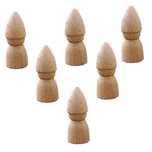 WEKAMOS 6 Stück Teiliges Holzpuppen Bemalen Unvollendete Sichere DIY Holzpuppen zum Gestalten Blanke Oberfläche für Einfallsreiches und Basteln von WEKAMOS
